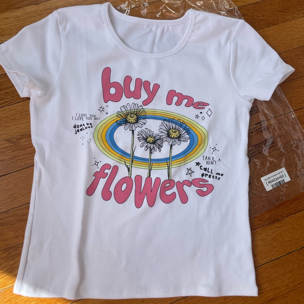 “buy me flowers” baby tee